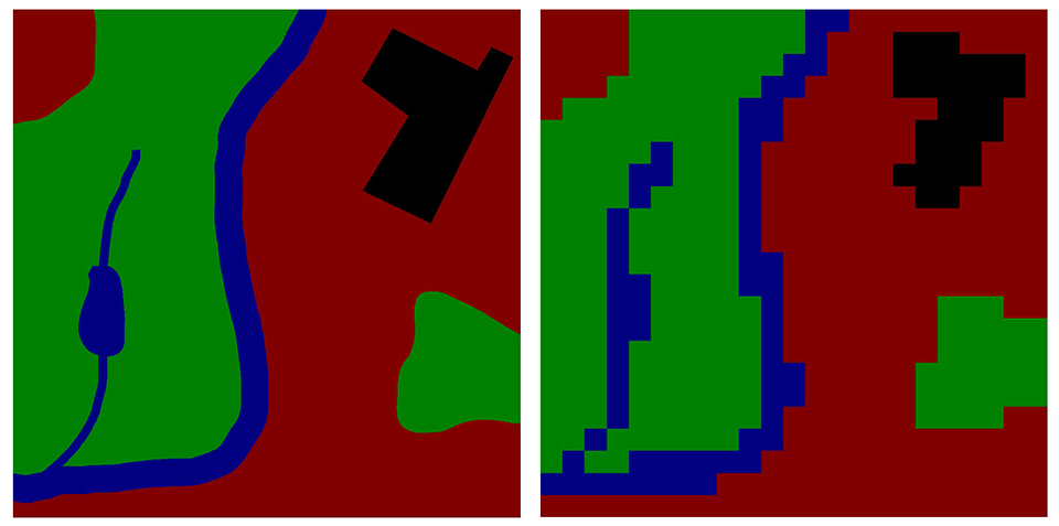 Ejemplo de una estructura que representa una rejilla rectangular de pixeles o puntos de color