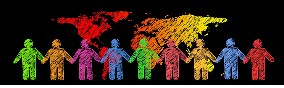 Siluetas de personas en colores representando a los humanos del mundo